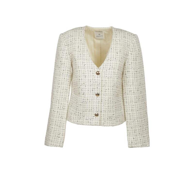 Anine Bing giacca ANITTA JACKET - CREAM AND BLACK TWEED