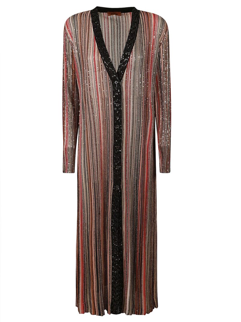 MISSONI Maglieria Long knitted cardigan with vertical stripes