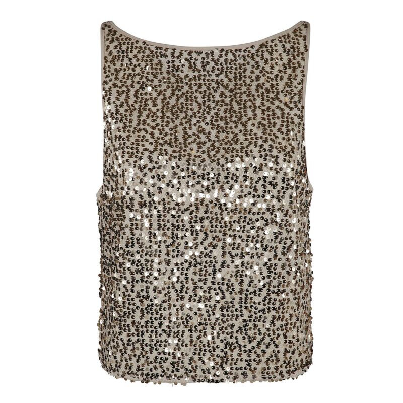 ROTATE top Net Sequins Boatneck Top