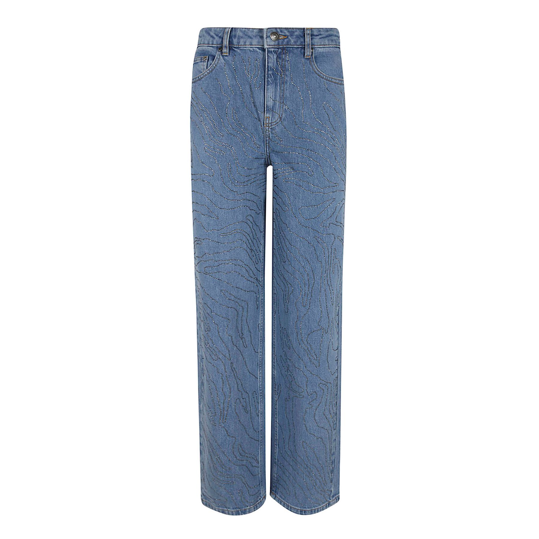 ROTATE Pantalone Rhinestone Wide Leg Jeans
