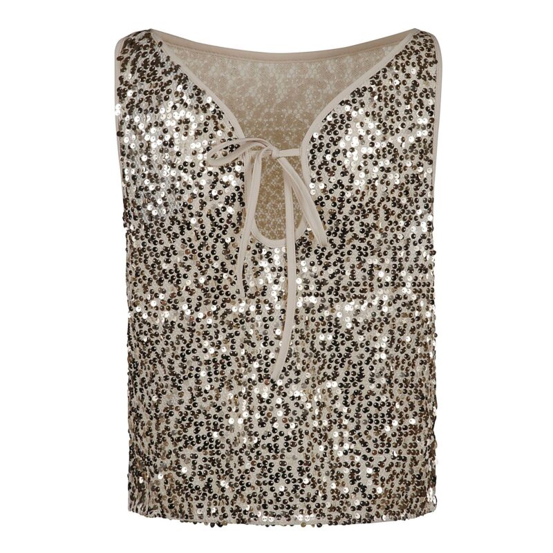 ROTATE top Net Sequins Boatneck Top - immagine 2